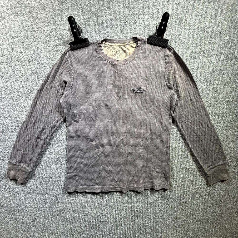 Realtree Team Thermal Waffle Knit Shirt Mens Small Gray Camo Lined Cotton Casual